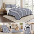 thumbnail image 6 of Quilts King Size, Blue Grey Striped Soft Comforter Bedding Set for Bed, Farmhouse Stripes Modern Abstract Art Lightweight Quilted Bedspread with Pillow Cover(2 Pieces) for All Season, 96x106 Inch, 6 of 9