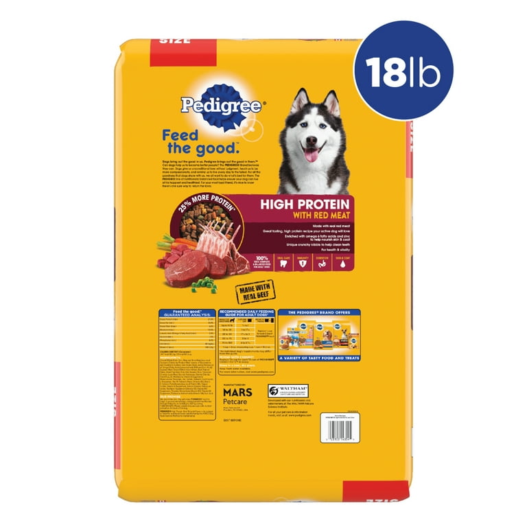 Pedigree High Protein Adult Dog Food Beef and Lamb Complete Nutrition 18 Lb Bag Walmart