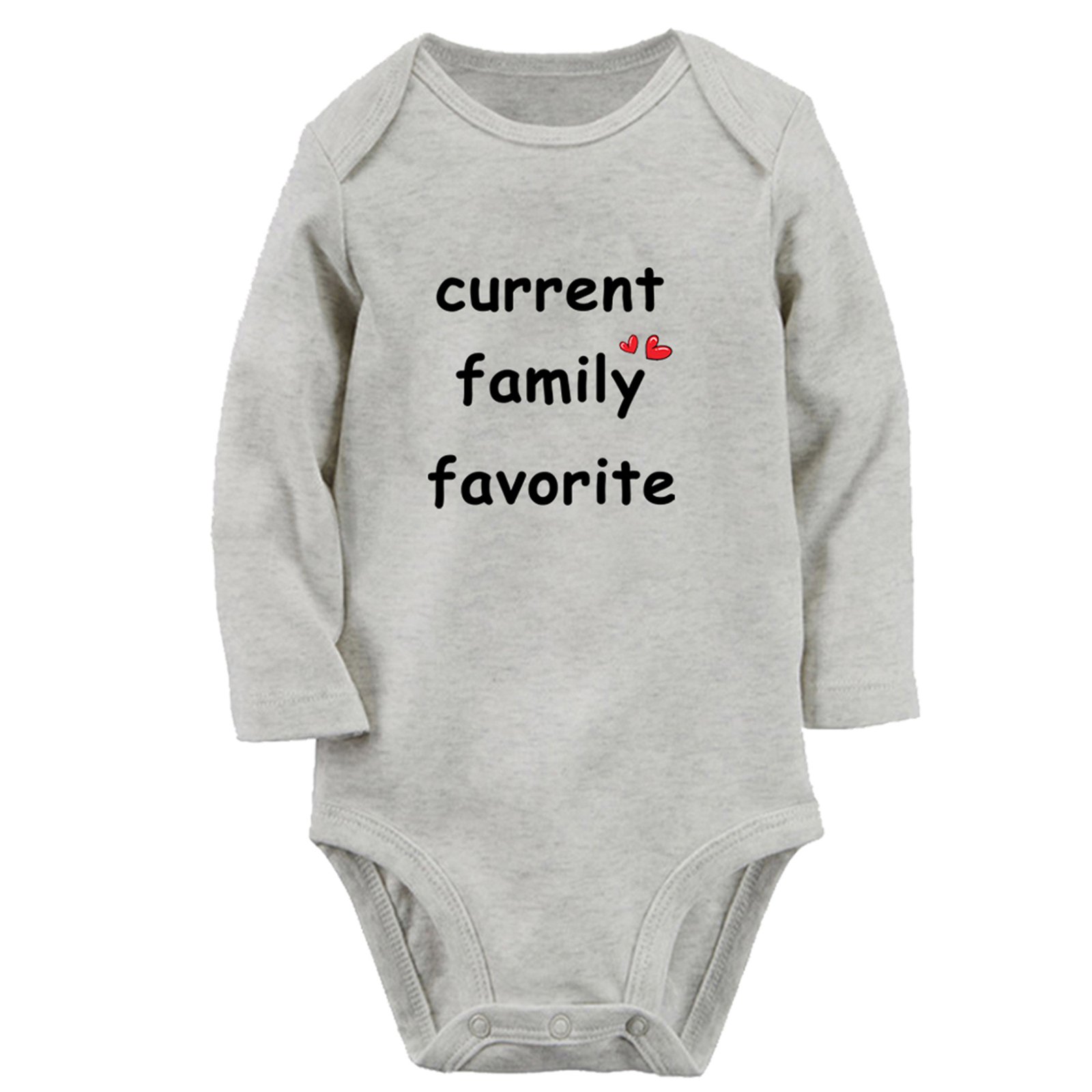 iDzn Current Family Favorite Funny Rompers, Newborn Baby Unisex Bodysuits, Infant Jumpsuits, Toddler Kids Long Sleeve Oufits (Gray, 0-6 Months)