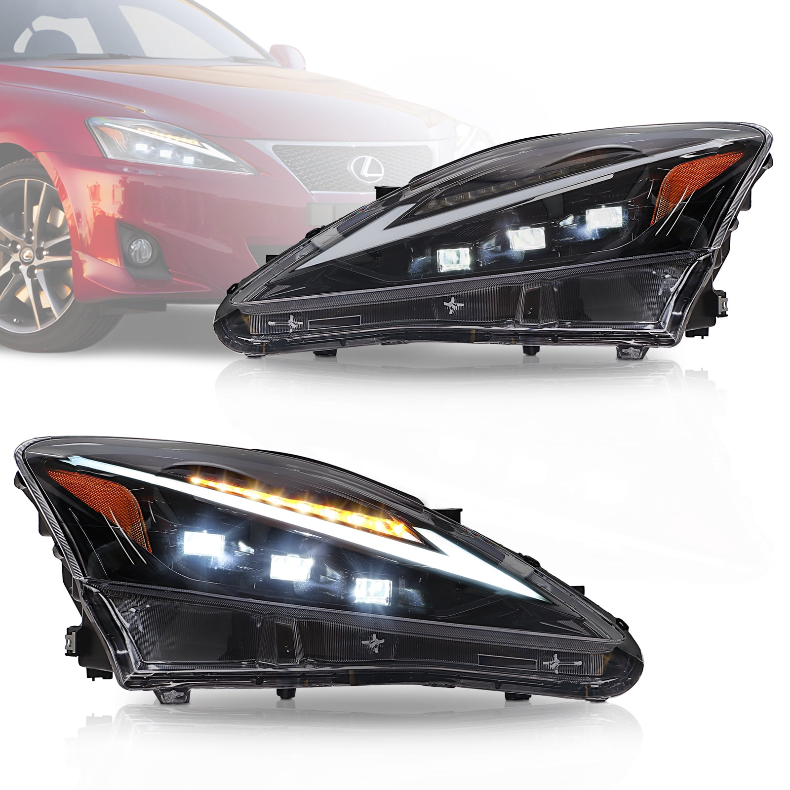 Ikon Motorsports Headlights Compatible with 0613 Lexus IS250/IS350/IS