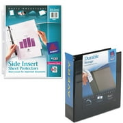 Avery Secure Side-Load Sheet Protectors, Heavy Gauge, Letter, Diamond Clear, 25-Pack and Avery Durable Slant Easy Insert Ring View Binder, 3" Capacity Bundle