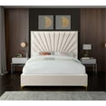 thumbnail image 6 of Pemberly Row Contemporary Solid Wood and Velvet King Bed in Cream, 6 of 10