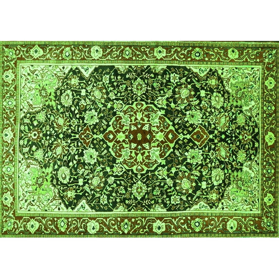 Ahgly Company Indoor Rectangle Medallion Green Traditional Area Rugs, 2' x 3'