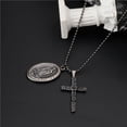 thumbnail image 4 of Cross Flat Mariner Marina Crucifix Saint Mary Retro Medallion Necklace Women,Silver Color, 4 of 6
