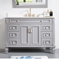 thumbnail image 2 of 48" Bathroom Vanity with Sink, Freestanding Solid Wood Bathroom Makeup Cabinet W/ 2 Doors and 6 Drawers, Bathroom Vanity Storage Organizer with Carrara White Quartz Countertop, Titainum Grey, 2 of 10