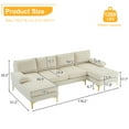 thumbnail image 3 of Ktaxon Sectional Sofa, U-Shape Convertible Couch Set with Soft Linen Fabric, Lounge Sleeper with Chaise for Living Room 4 Seat Beige, 3 of 10