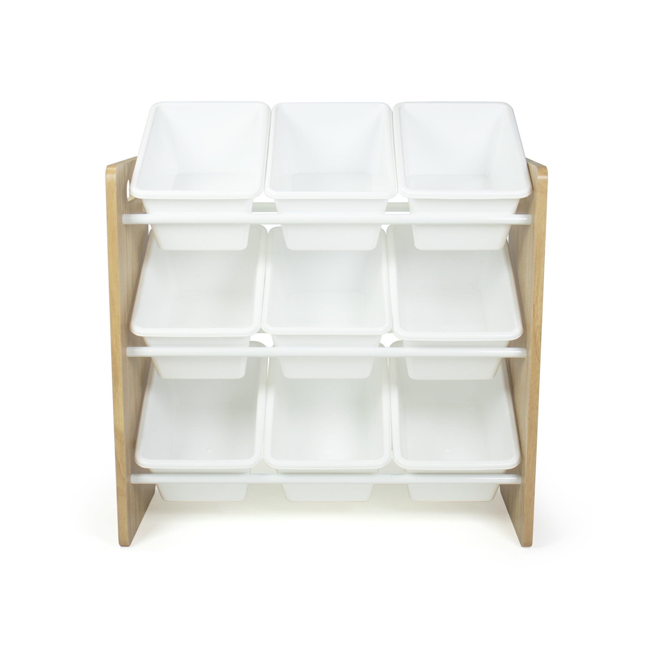 Humble Crew Journey Toy Storage Organizer with 9 Plastic Storage Bins, Natural/White