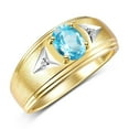 thumbnail image 3 of RYLOS Men's Rings 14K Yellow Gold Classic 8X6MM Oval Gemstone &  Diamond Ring Blue Topaz December Birthstone Rings For Man Gold Rings Size 13, 3 of 7