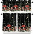 thumbnail image 1 of Mushroom Kitchen Curtains, 36 Inch Length, Spring Floral Rod Pocket Tier and Valances Set, Summer Botanical Night Moon Sky Black Farmhouse Window Curtains for Bedroom/Living Room, 1 of 6