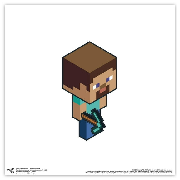 Gallery Pops Minecraft - Isometric Steve Wall Art, Unframed Version, 12" x 12"