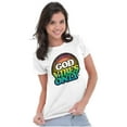 thumbnail image 4 of God Vibes Only Good Feels Religion Womens Slim Fit Graphic Tee Brisco Brands S, 4 of 5