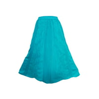 Mogul Womens Maxi Skirt Blue Embroidered Boho Chic Fashion Long Skirts