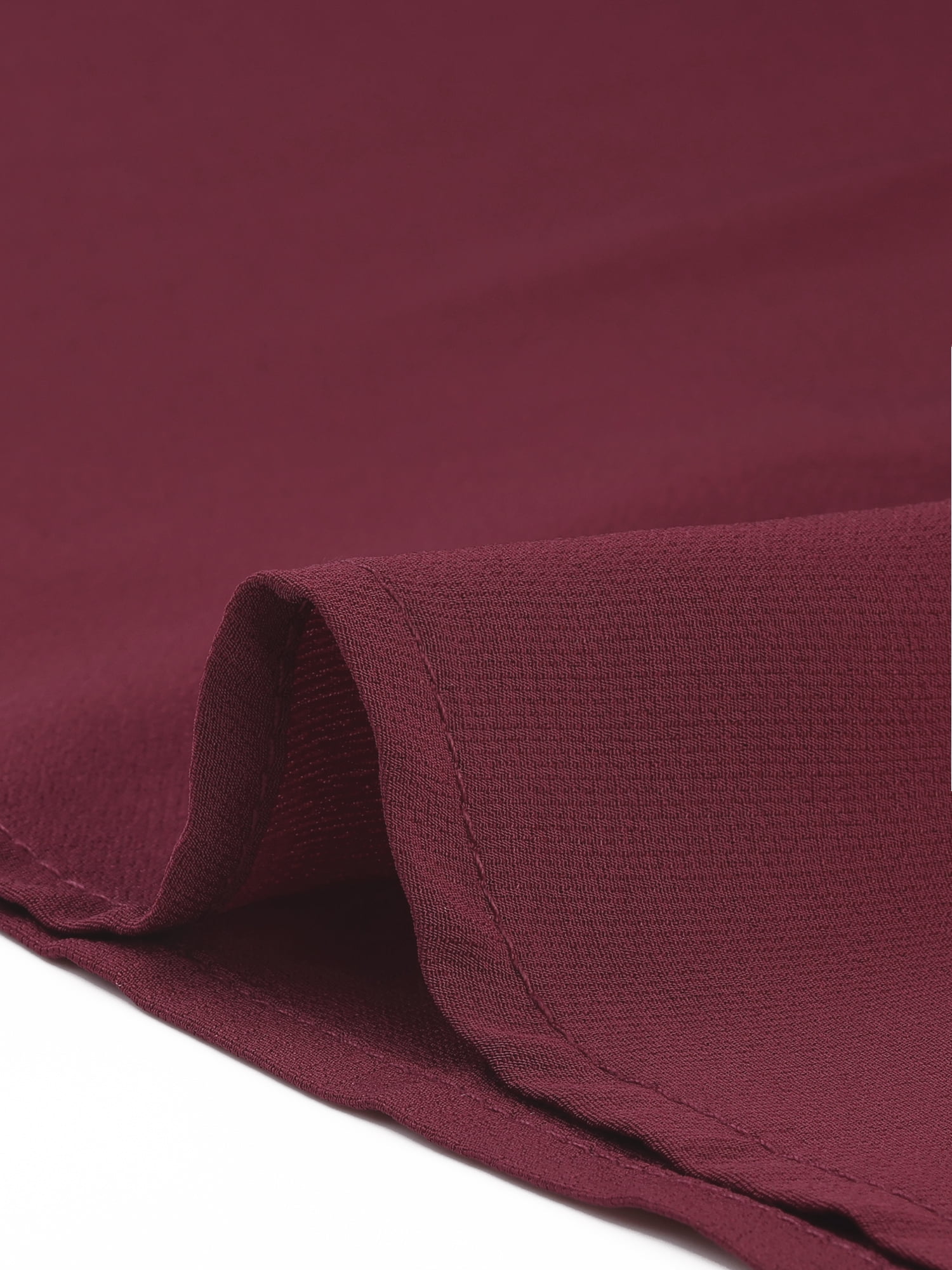 DARING DIVA Women's Plus Office Pleated Short Puff Sleeves Mock Neck Top 4X Burgundy