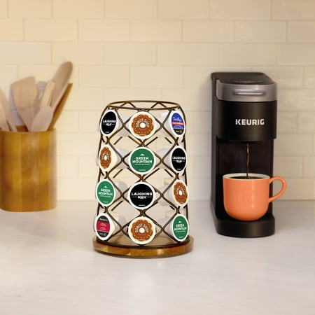 Keurig - Wood & Wire 49 K-Cup Single-Serve Coffee Pods Rotating Carousel - Black/Tan