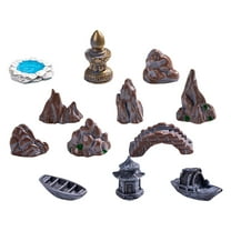 12pcs Miniature Bridge Mountain Figurines Miniature Rockery Diorama Rocks Landscape Bonsai Figurine for Fairy Garden Terrarium Tank Aquarium Decoration