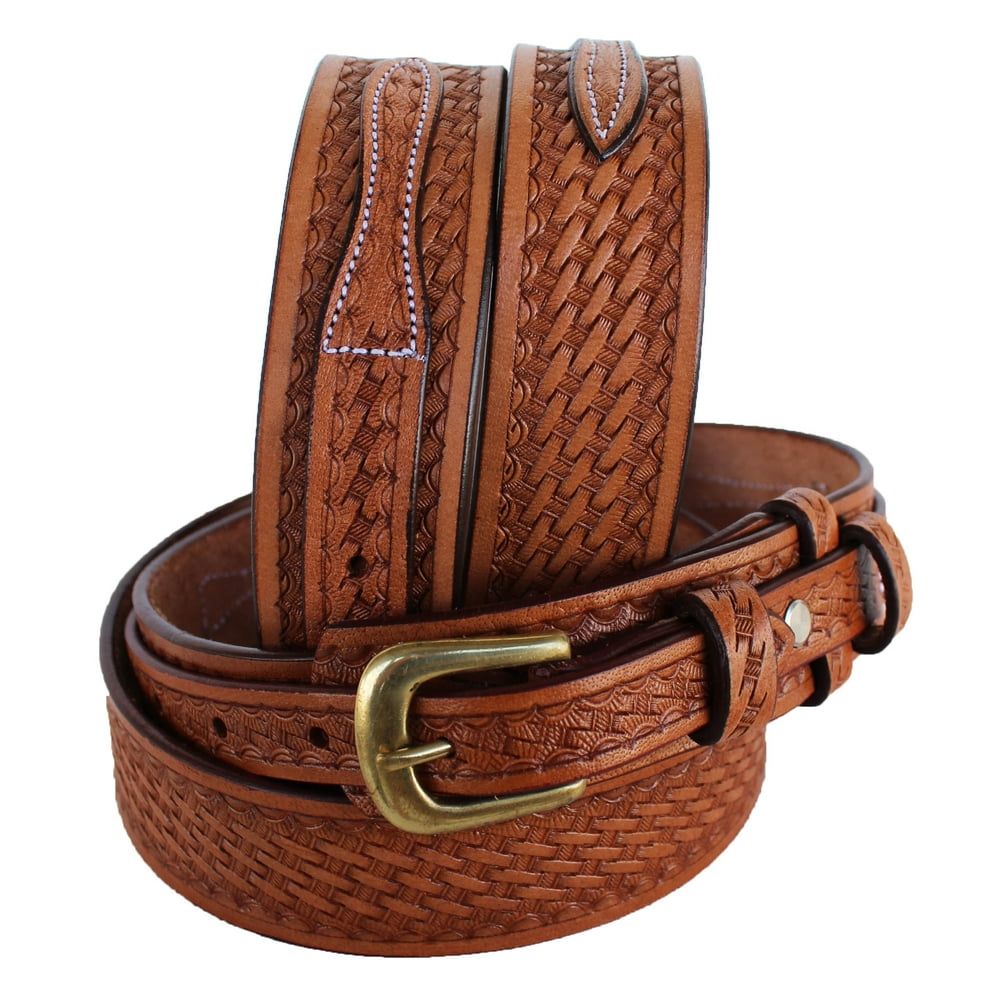 Pro Rider PRORIDER Men's Western RANGER BELT Tooled Leather Basket Weave 26Ranger Walmart