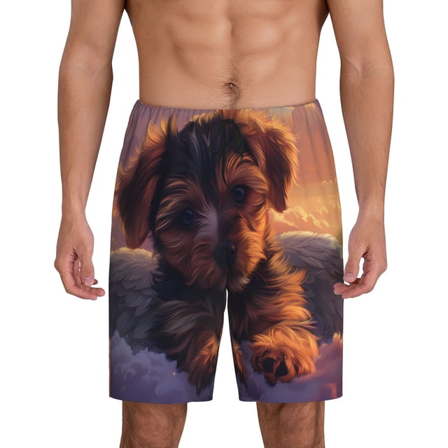 Fotbe Puppy Lying On A Cloud Pantalones Cortos de Pijama para Hombre, Ropa de Dormir, Pantalones de Pijama Cortos para Hombre-X-Large
