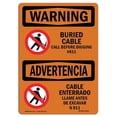 thumbnail image 1 of SignMission OS-WS-A-1218-L-12510 12 x 18 in. OSHA Warning Sign - Buried Cable Call Before Digging Bilingual, 1 of 1