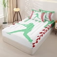 thumbnail image 2 of Homewish Mint Dripping Baseball Stitch Batter Silhouette Graphic Zipper Twin Comforter Sets with Fitted Sheet and 2 Pillowcases,Baseball Graphic Zipper Bedding Set,4-Piece, 2 of 6