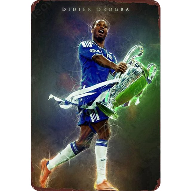 Chapa Metal Vintage Didier Drogba Pintura Hierro Rectangular 30x40cm