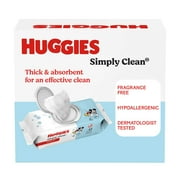 Huggies Simply Clean Unscented Baby Wipes, 3 Flip-Top Packs, 192 Count
