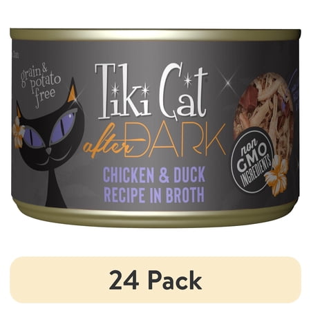 (24 pack) Tiki Cat After Dark Whole Foods Wet Cat Food, Chicken & Duck, 5.5 oz. Can