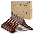 thumbnail image 4 of Casafield 6 Wide Shoulder Wooden Suit Hangers, Cherry - Non-Slip Pant Bar & Swivel Hook, 4 of 4