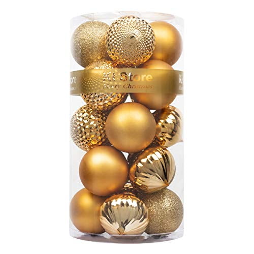 KI Store 20ct Christmas Ball Ornaments Shatterproof Christmas Decorations Large Tree Balls for Holiday Wedding Party Decoration, Tree Ornaments Hooks Included 3.15” (80mm Gold)