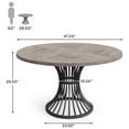 thumbnail image 5 of 47 Inch Round Dining Table For 4-6 People Industrial Kitchen Table With Thickened Tabletop Sturdy Metal Base Modern Dining Room Table For Home Office Meeting (Grey), 5 of 7