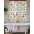 thumbnail image 4 of Happy Easter Living Room Curtains 2 Panel, Spring Bunny Eggs Flower Sage Green Plaid Cafe Window Treatment, Extra Long Farmhouse Bedroom Bathroom Kitchen Curtains Drapes 104"x72", 4 of 6