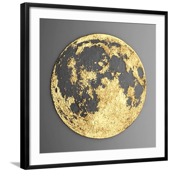 Art.com 3D Wall Art Picture Modern Moon Gold Art Print by deckorator, Black Frame Wall Art, 29" x 29"
