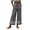 Gray09, variant on Karymi Jean Shorts Womens Elastic Drawstring High Waist Wide Leg Pants, Solid Double Layer Hollow Eyelet Lace Trim Hem Full Length Trousers with Pockets Women's Pants