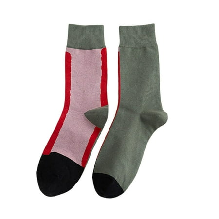 

CHOMOEN Japanese Women Girl Autumn Combed Cotton Long Crew Socks Color Block Patchwork Harajuku Hip Hop Skaterboard Tube Hosiery
