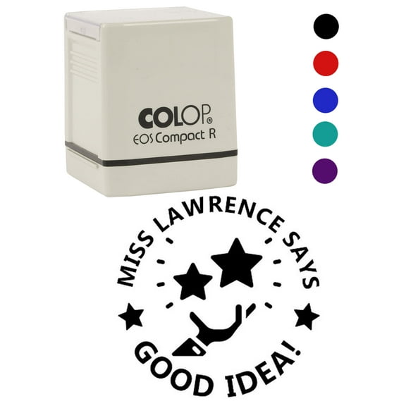 Printtoo Personalized Teachers Stamp Good Idea! Teachers Name Self-Inking Rubber Stamp Appreciation Message For School Classroom & Homework Supplies,Black - 30 x 30 mm