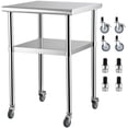 thumbnail image 5 of KFFKFF Stainless Steel Work Table, 24 x 24 x 36 inches, 600 lbs Load Capacity, Durable Metal Worktable with Adjustable Bottom Shelf and Universal Wheels, Kitchen Workstation, 5 of 8