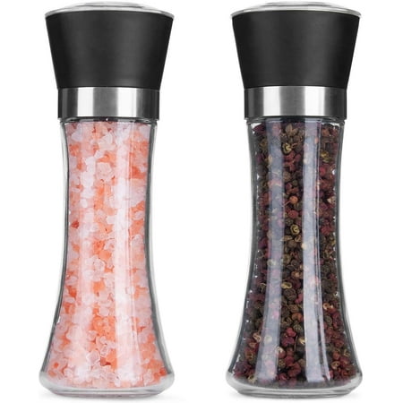 Zassenhaus Hannover Salt & Pepper Mill Set (7 Inch) - Matte Black & Olive Wood With Ceramic Grinder & Scoop