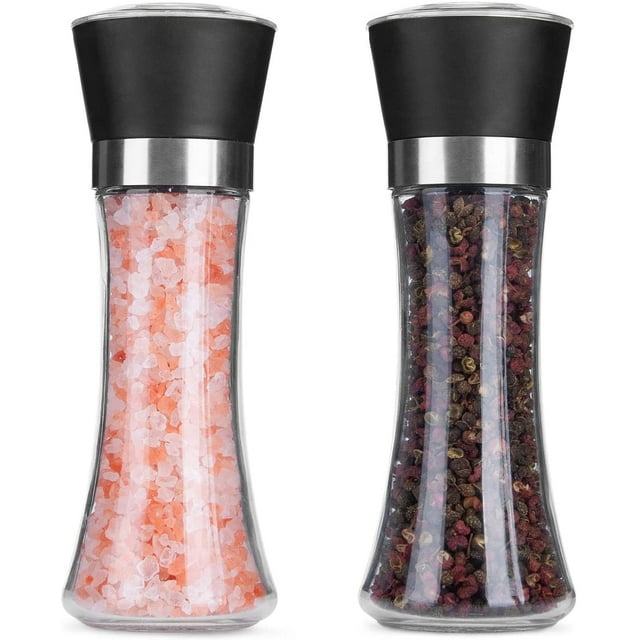Salt- och pepparkvarn, kryddset, Himalaya rosa salt- och pepparkornskvarnar med justerbar grovlek, kroppsskakare, ingen salt/peppar ingår (2-pack)