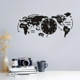 thumbnail image 3 of ionze Appliances World Map Wall Clock Home Bedroom Wall Personality Wall Clock Clock （Black）, 3 of 8