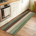 thumbnail image 3 of Green Brown Large Area Rugs for Bedroom Living Room, Soft Non Slip Carpet Bedside Rug, Country Wood Grain Abstract Stripe Rectangular Floor Cover Kitchen Accent Rug 2'x6' for Dining Room/Office, 3 of 9