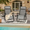 thumbnail image 6 of RONG-3 Zero Gravity Chair Patio Outdoor Adjustable Reclining Folding Chair Lawn Lounge Chair for Deck Beach Yard and Beach with Pillows Set of 2,Grey & White, 6 of 10