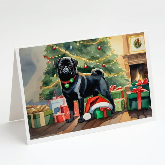 Pug Cozy Christmas Greeting Cards Pack of 8 7 in x 5 in