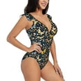 thumbnail image 3 of Xecao Flowers Butterfly print Ruffle One-Piece Swimsuit for Women,for the Beach or Pool, 3 of 8