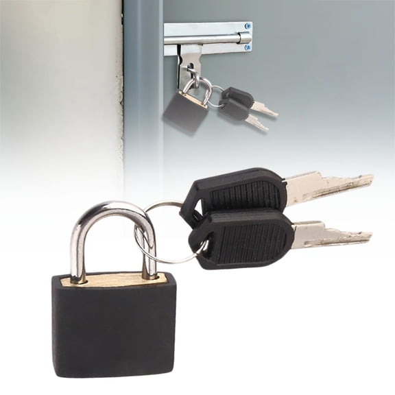 1 Pcs Suitcase Locks with Keys, Multicolor Mini Keyed Padlock, Metal Padlock Luggage Padlocks Plastic-Covered Copper Keyed Padlock for Suitcase, Backpack, Boxes, Laptop Bag(Black)