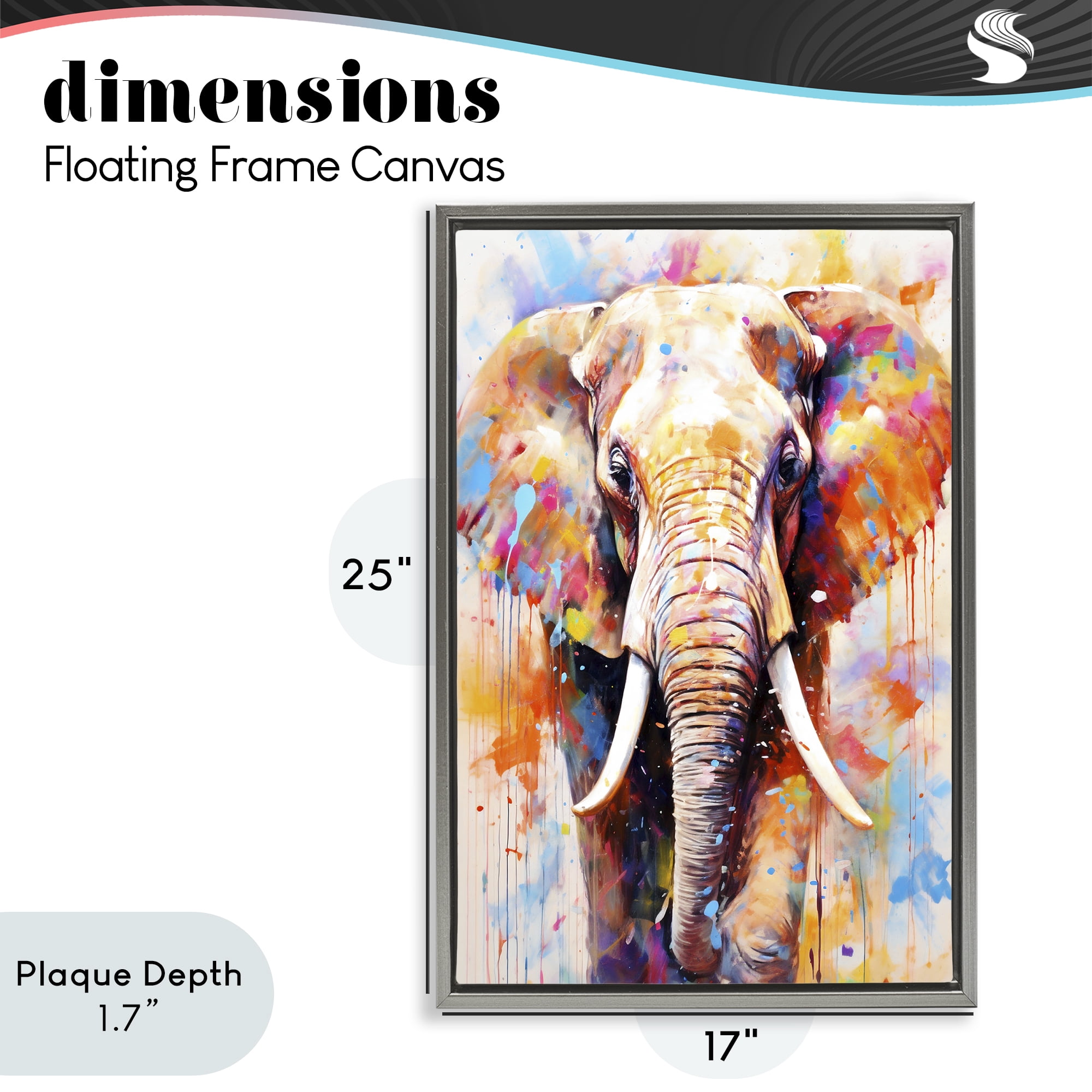 Stupell Industries Wild Elephant Bull Gray Framed Floater Canvas Wall Art, design by Ray Powers