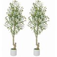 thumbnail image 1 of Qinaqin cm de Profundidadouble the Elegance 5FT (2PCS) Alto Fau x Oliva Trees con Blanco Planters & Verde Fake Moss Enhance Your para Hogar Oficina Living Sala Dormitorio Stairs &, 1 of 5