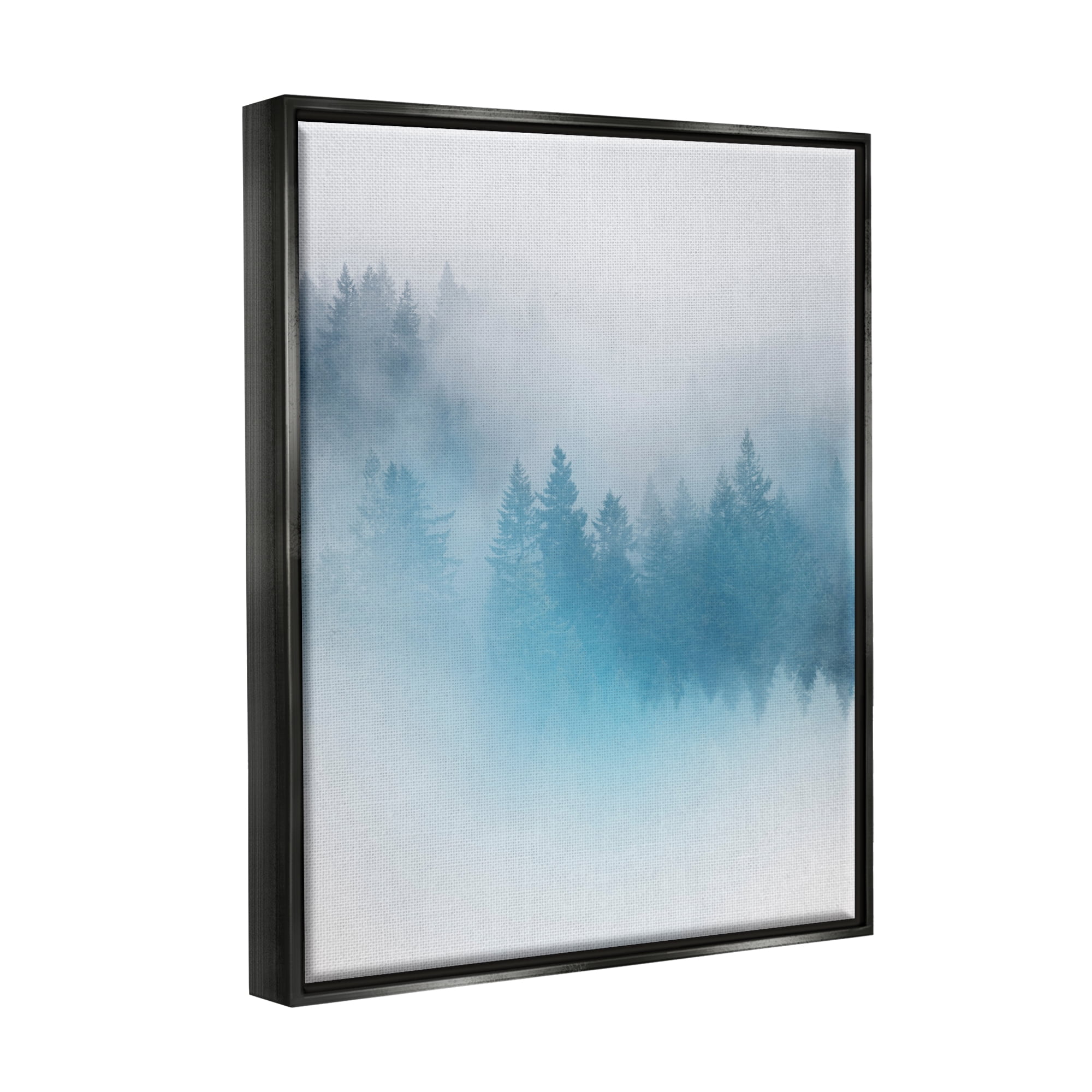 Stupell Surreal Blue Misty Forest Nature Landscape Painting Black Floater Framed Art Print Wall Art