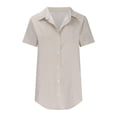 thumbnail image 4 of XMMSWDLA Women's Neck Drawstring Ruched Lantern Sleeve Crop Top Blouse Khaki Womens Basic Tops, 4 of 9