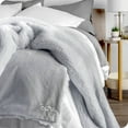 thumbnail image 3 of Bare Home Faux Fur Blanket - 60" x 80" - Ultra Soft Fleece - Oversized, Silver, 3 of 5