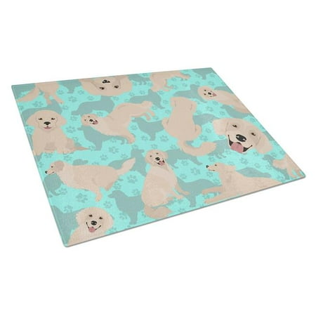 

Carolines Treasures MLM1078LCB 15 x 12 in. Blue Cream Golden Retriever Glass Cutting Board - Large