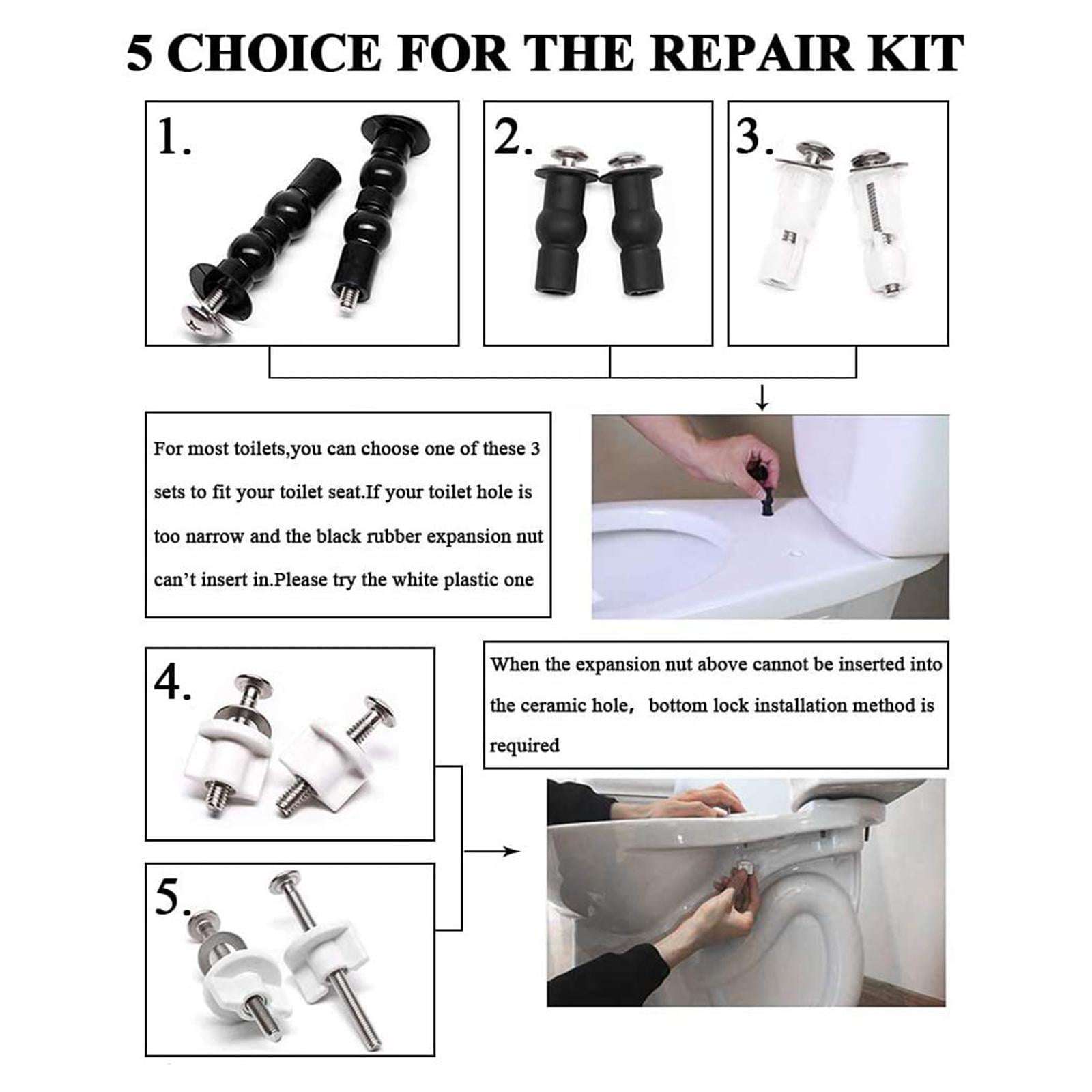 thumbnail image 2 of GIONAR 12-PC Toilet Seat Fitting Kit - Universal Fixing Hinges With Expansion Screws & Nuts - Silver 2 of 3
